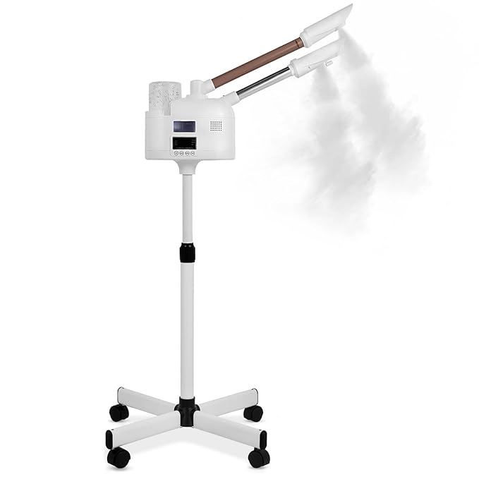 Professional Facial Steamer, 2 in 1 Facial Steamer with Ozone and Hot & Cold Mist for Facial Deep Cleaning and Hydration, Esthetician Steamer on Wheels, Ideal for Beauty Salons, Spas and Home Use