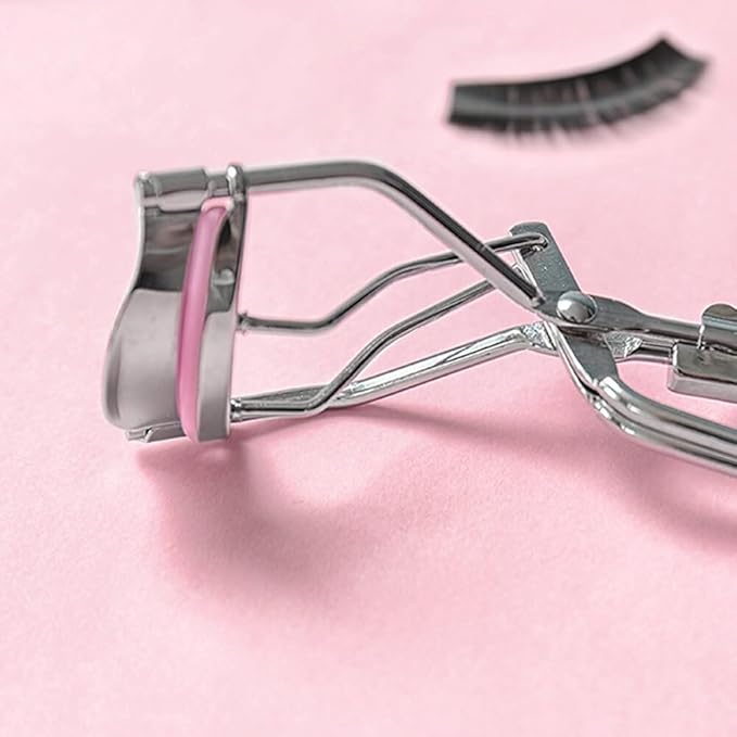 80 pcs Eyelash Curler Refills, Eyelash Curler Pads, Silicone Rubber Universal Eye lash Curler Replacement Refills with Clear Storage Box (Pink)