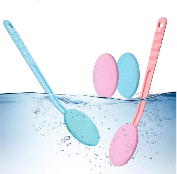 Eyxformula 2 Pcs Back Lotion Applicator with Long Handle & 2 Replacement Pads for Self-Tanning, Sunscreen, Cream, Moisturizer – Easy Reach Body Lotion Applicator for Back, Feet & Hard-to-Reach Areas