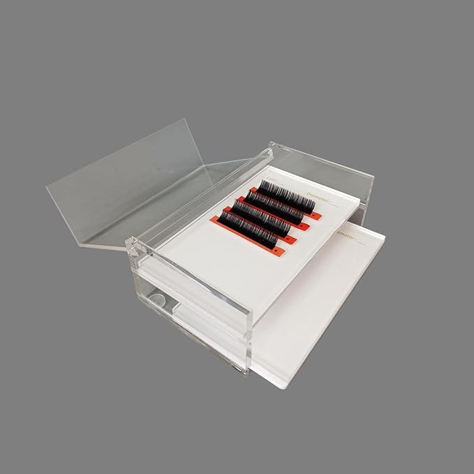 Two Layers Eyelash Grafting Pallet with Cover, Dust-proof Acrylic Lash Tile holder, Eyelash Extensions Storage Gasket Pads 2 Tiers for Beginners Beauty Artist Salon (White)