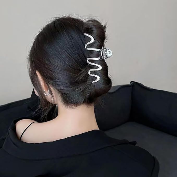 Wavy Metal Hair Clips for Women & Girls, Non-Slip Cute Modern Hair Accessories with Strong Hold