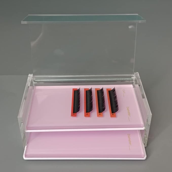 2 Layers Acrylic Eyelash Pallet Organizer Box, Grafting Eyelash Clear Makeup Display Container for False lashes Transparent Storage Case (White)