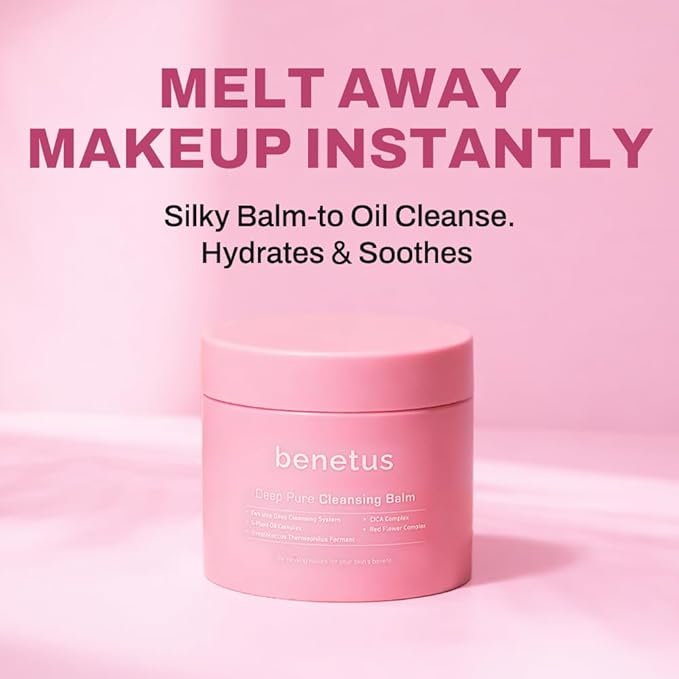 Deep Pure Cleansing Balm, Makeup Remover Balm for Heavy Makeup, Waterproof Mascara & Sunscreen, Soothing CICA, Argan Oil, Vitamin E, Hydrated Glow, Non-Stripping, Pore Care, 3.5 fl oz