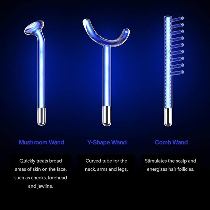 Pure Daily Care NuDerma Clinical Portable Skin Therapy Wand, Machine with 6 Fusion Neon + Argon Wands – Anti Aging - Clarifying - Skin Tightening & Radiance - Wrinkle Reducing (Pack of 2)