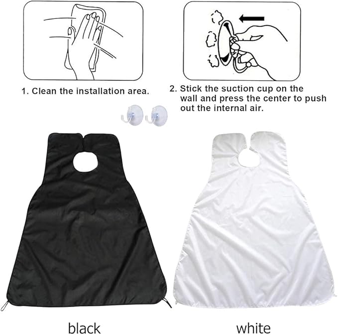 Beard Trimming Catcher Beard Bib Birthday Gifts For Men For Men With 2 Suction Cups Waterproof Non-Stick For Shaving And Trimming Grooming Accessories(Black)