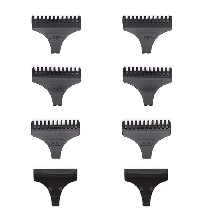 8 Pack Hair Clipper Limit Comb Guide 1MM 2MM 3MM Guides Set with Protection Guard Cover for Vintage T9 Height 31mm 32mm T-Blade Electric Trimmer Cordless Shaver Outliner Edger Detailer