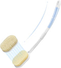 Portable Shower Brush,Long Curved Foldable Handle with Soft and Stiff Bristles,Back Scrubber Bath Brush Removable Body Exfoliator for Wet or Dry Brushing