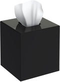 SILUT Tissue Box Cover Square, Shiny Acrylic Tissues Holder, Facial Tissue Holder, Modern Tissue Dispenser for Bathroom Bedroom Office, Shiny Black