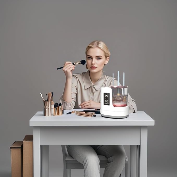 Makeup Brush Cleaner 3 in 1 Electric Makeup Brush Cleaner and Dryer, Automatic Makeup Brush Cleaner Machine with Multi-Hour Drying Settings, Portable Design for All Makeup Brush Types