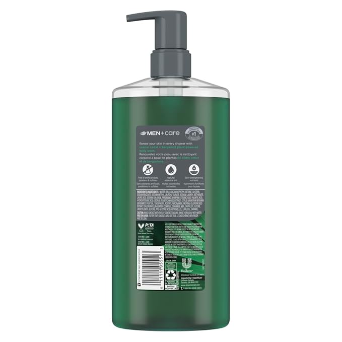 DOVE MEN Moisturizing Body Wash | #1 Dermatologist Body Wash for Men, Sulfate, Paraben, & Dye Free | Coastal Cedar + Bergamot, 26oz