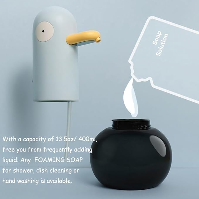 Automatic Soap Dispenser for Kids - Cute Duck Touchless Foaming Hand Soap Dispenser, Waterproof USB Rechargeable, Hand- free Shampoo Dispensers for Bathroom, Kitchen Countertop, Preschool
