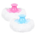 2 Pcs Large Fluffy Powder Puff Body Cosmetic Face Loose Powder Applicator Handle Foundation Puff Pad Washable Beauty Application Tool for Women Sensitive Skin (Pink+Blue)