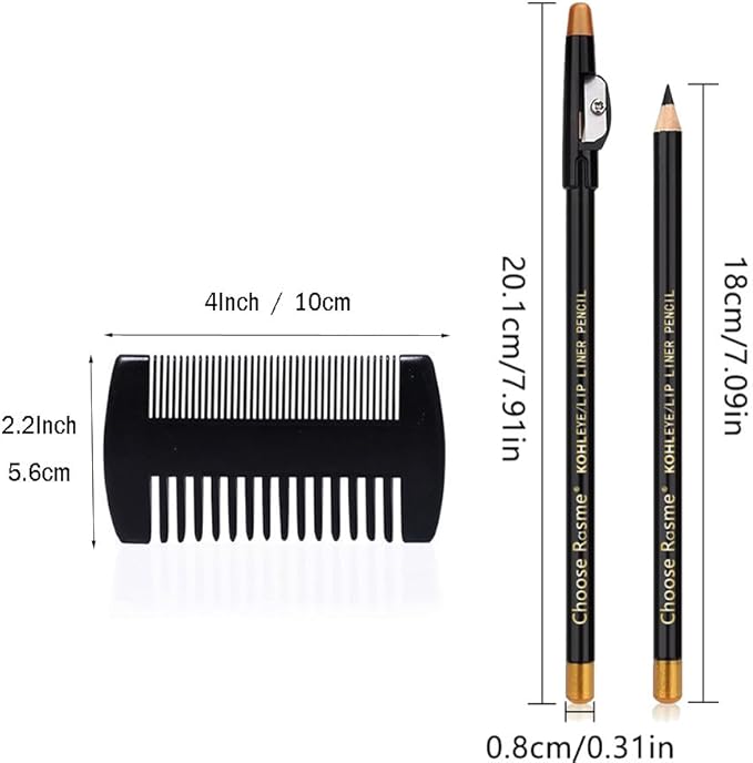 Beard Shaping Tool Template Men -(White) 100% Clear - Premium & Friendly Gift Package -Barber Pencil - Wooden Comb - Best Facial Hair Shaper Instrument - Great All Kind Beards & Shape Style