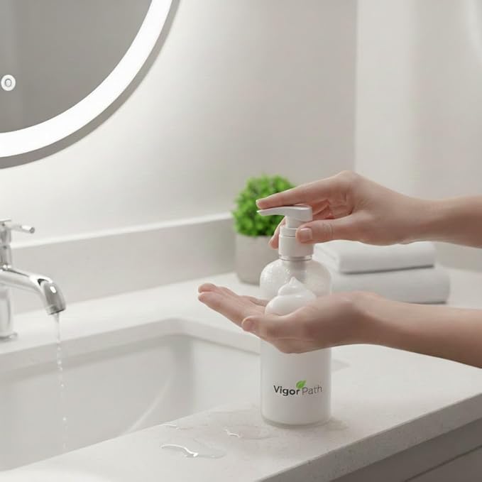 Universal Shampoo/Conditioner Dispenser Pump for Bottles, Leak Proof, Pump Top Fits 1 L/33.8 oz Bottles, 28/410 Neck Size (White - Pack of 4)