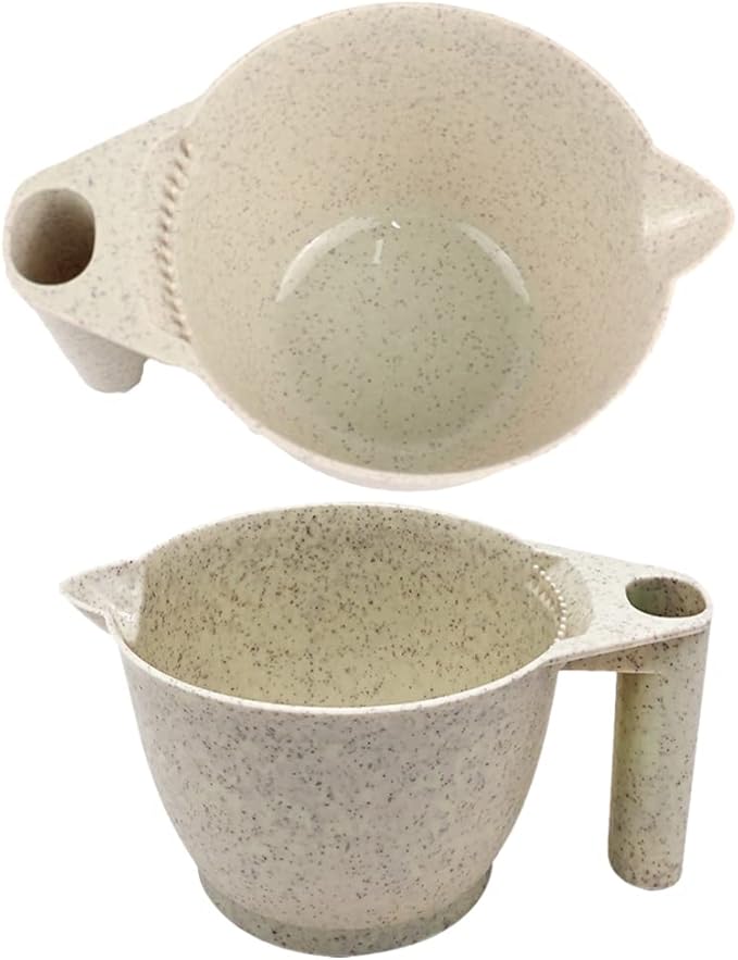 Beaupretty 2pcs Tint Bowl Mixing Bowls Hair Dye Bowls with Handle for for Barber Salon Home Beige