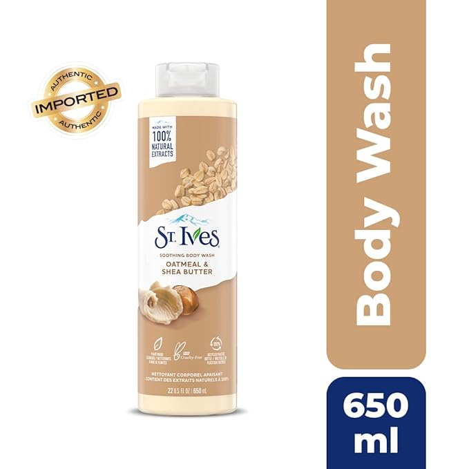 St. Ives Oatmeal & Shea Butter Body Wash | Moisturizing Body Wash for Sensitive and Dry Skin | 22 Fl. Oz. (Pack of 3)