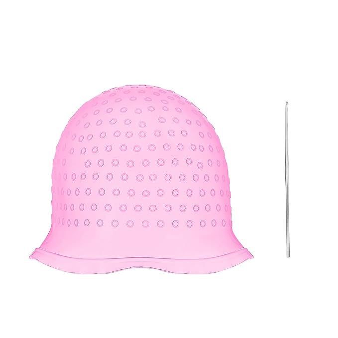 1 Pieces Professional Reusable Hair Coloring Highlighting Cap, Reusable Salon Coloring Tool, White, Blue, Pink (Pink)
