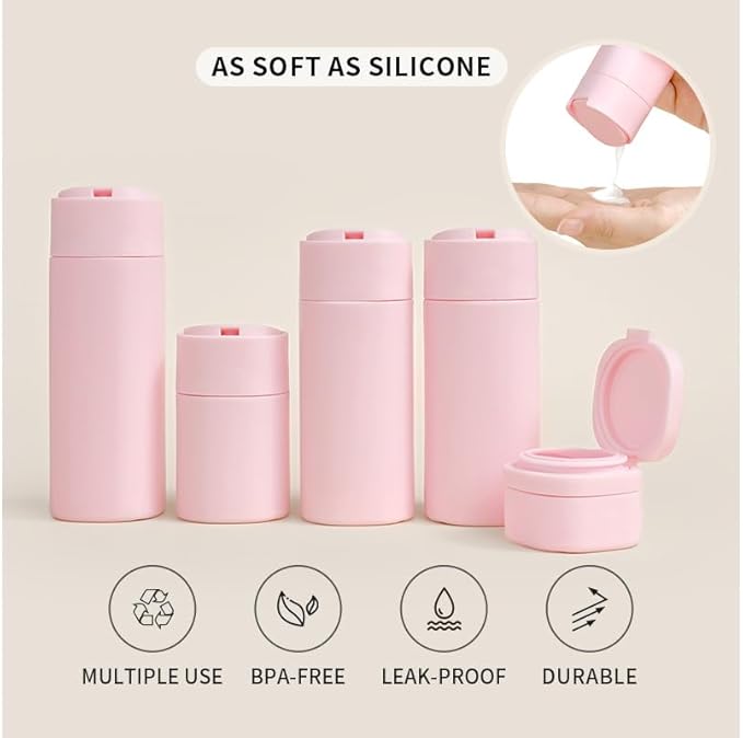 5 Pack Brief and Fashion Travel Bottles TSA Approved, BPA Free Travel Size Travel Containers Refillable Squeeze Bottles for Cosmetic Shampoo Cream Conditioner Lotion Soap… (Nordic blue)