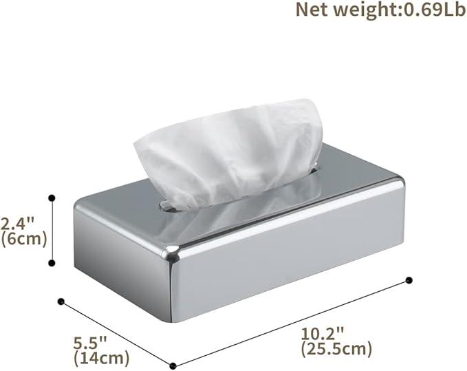 Tissue Box Cover, Rectangular Mirror Wall Mounted Facial Paper Holder Dispenser, Prefert for Storage on Bathroom Vanity, Kitchen, Night Stand, Countertops Office and Car.