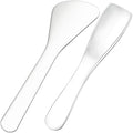 2pcs Mini Metal Makeup Spatula, Reusable Cosmetic Cream Spatulas Spoon, Skincare Scoop Applicator Facial Massage Beauty Tools for Mixing and Sampling Face Eye Cream- Silver