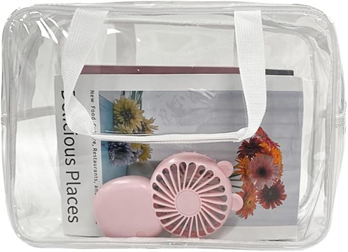 Large Clear Transparent Gift Pouch Wash Travel Makeup Cosmetic Bag with Handle for Travel Bathroom Toiletry Organizer (Clear)