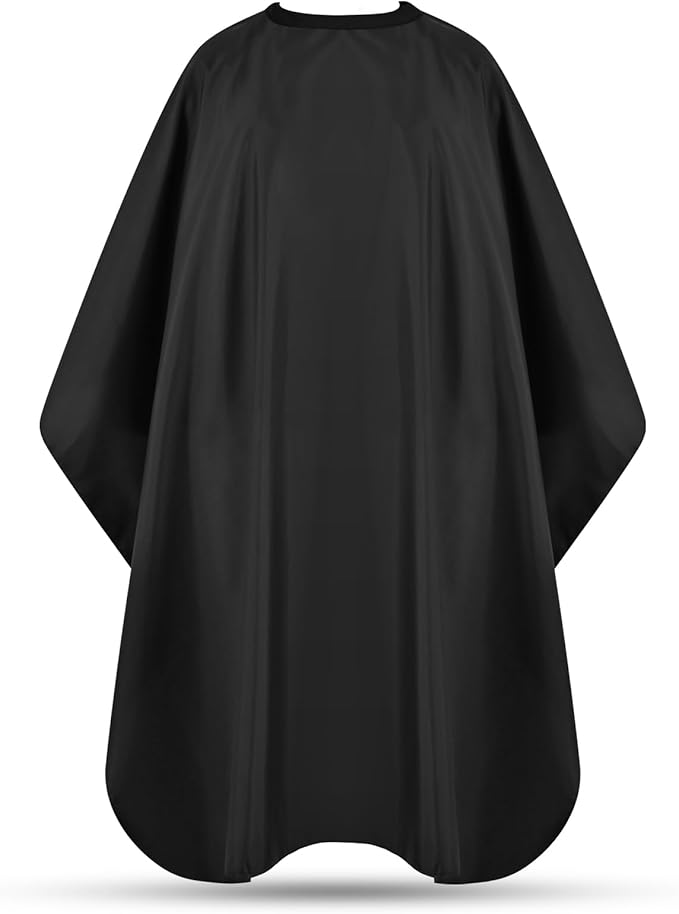 Hair Cutting Cape with Adjustable Snap Closure, Professional Barber Cape, Haircut Salon Supplies for Men and Women - 57" x 51"(Black)