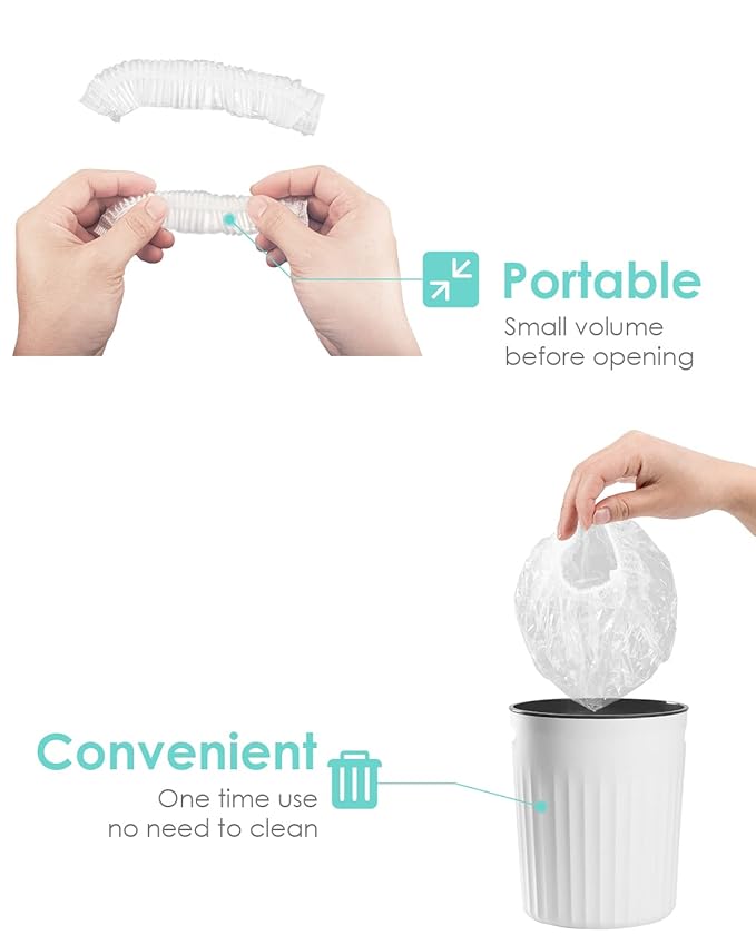 Auban 100PCS Disposable Shower Caps Independent Packing, Plastic Clear Hair Cap Large Thick Waterproof Bath Caps for Women, Travel Essentials Accessories (20.5")