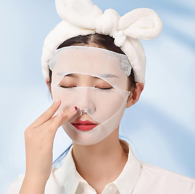 200PCS Makeup Facial Wet Cotton Pads Stretchable Wet Compress Facial Cotton Pads Cleansing Cotton Towel Makeup Remover Cotton Sheets with Hole Tear Mask Paper Towel for Daily Skin Care