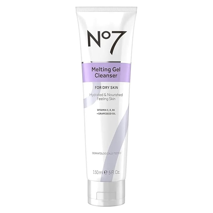 No7 Melting Gel Cleanser - Makeup Remover Balm with Vitamin C + Vitamin E - Hydrating Facial Cleanser for Dry Skin - Skin Balancing Milky Cleansing Balm (150 ml)