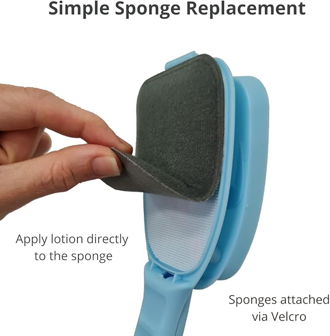 Bakslap Lotion Applicator Replacement Sponges, 2-Pack (6 Total) – Reusable Pads for Back Self-Application of Skin Cream, Self-Tanning, Beauty, and Medical Lotions – for Men & Women