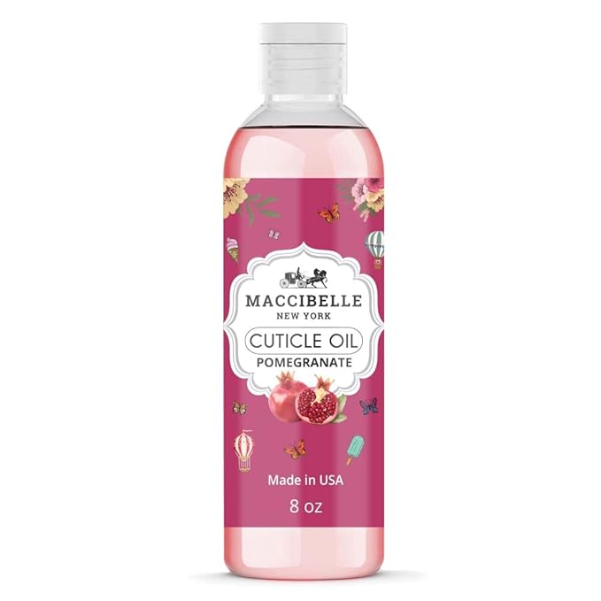 Maccibelle Cuticle Oil For Nails Refill size for Dry Cracked Cuticles (8 Ounce, Pomegranate)