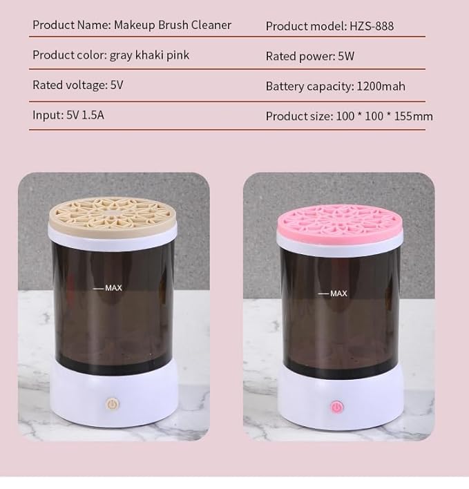 Electric Makeup Brush Cleaner,Upgrade Makeup Brush Cleaning Machine with 1200 mAh Rechargeable Automatic Silent Makeup Brush Washer for Makeup Brush Set and All Size Brushes (Pink)
