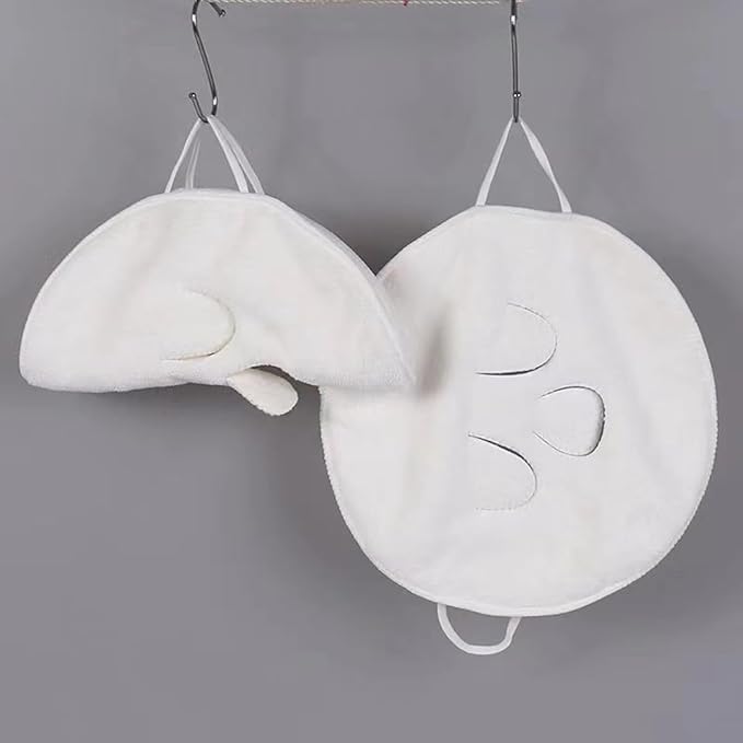 mollensiuer 4 Pieces Face Steaming Towel 3 Holes Reusable Face Towel Beauty Skin Care Towels Cold Hot Facial Steamer Towels for Skin Face Care Beauty Salons, White