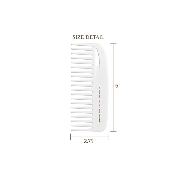 Cricket Ultra Smooth Coconut Conditioning Comb – Infused with Coconut Oil & Keratin for Frizz-Free Shine and Hydration, Ideal for Mid-Length, Thick, and Textured Hair