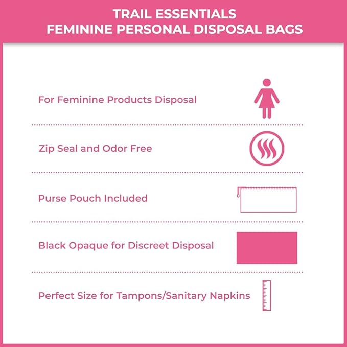 Feminine Personal Disposal Bags Refill Pack- Black Opaque Bags for Sanitary Disposal, Discreet Disposal for Tampons, Pads, and Liners (100 Refill Bags)