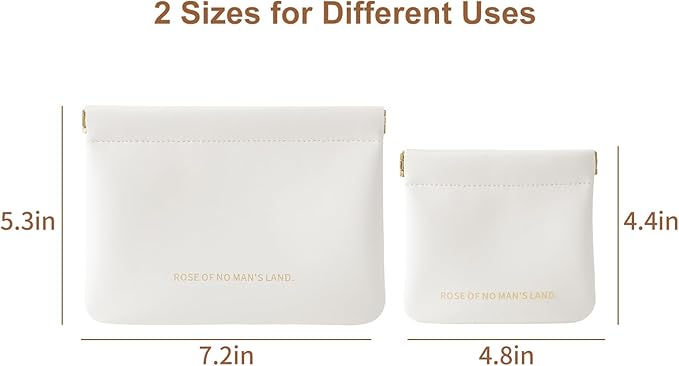 2 Pack Small Makeup Bag for Women, New Organosilicon Super Fiber PU Leather Mini Cosmetic Bag for Travel, Coin Purse Organizer Storage Pouch (Printed with Phrase, Cream)