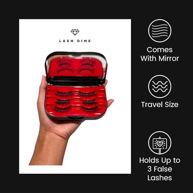 3 Tier Eyelash Case - Holder, Easy to Open Lash Storage Case, Lash Case Perfect for Travel, Eyelash Holder Organizer, False Eyelash Case, Mirror Included
