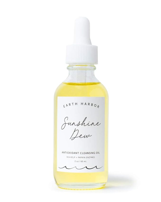 Earth Harbor | SUNSHINE DEW Cleansing Oil - Deep Cleanse & Makeup Remover | Papaya Enzymes and Sea Kelp | 2 fl oz
