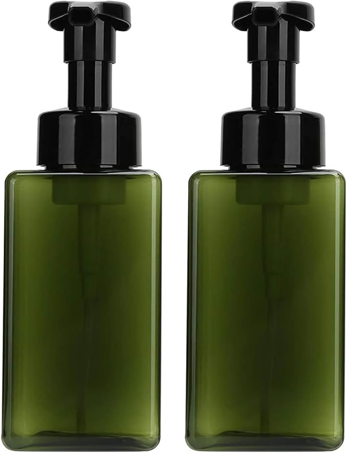 2 PCS-Foaming Soap Dispenser, Hand Soap Dispenser, Refillable Foam Liquid Hand Soap Empty Plastic Pump Bottle Container for Bathroom Vanities, Kitchen Sink, Hospital, Clinic（17 oz ） (Green)