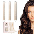 Heatless Curls Overnight Set of 3 with 1 Scarf - Heatless Hair Curler, Overnight Blowout Rods for Blowout Look Long Hair (Beige)