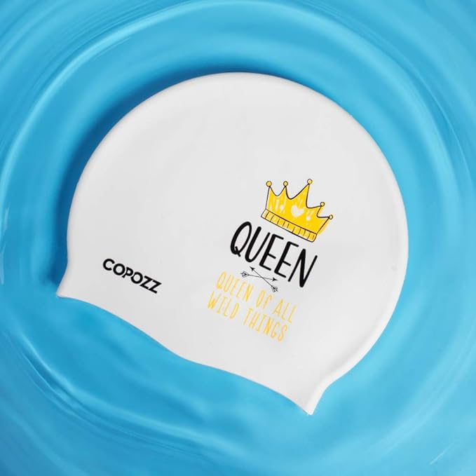COPOZZ Women‘s Swim Cap for All Hair - Large, Comfortable Silicone Swimming Cap, Waterproof Design for Long, Short, Thick & Curly Hair | Secure & Comfortable Fit
