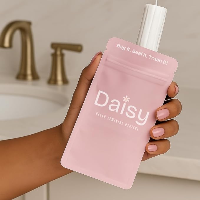 Discreet, Odor & Leak-Proof Tampon Disposal Bags | The Daisy Pouch (50 Count) | Sanitary Tampon Trash Disposal Bags for Work, School & Travel