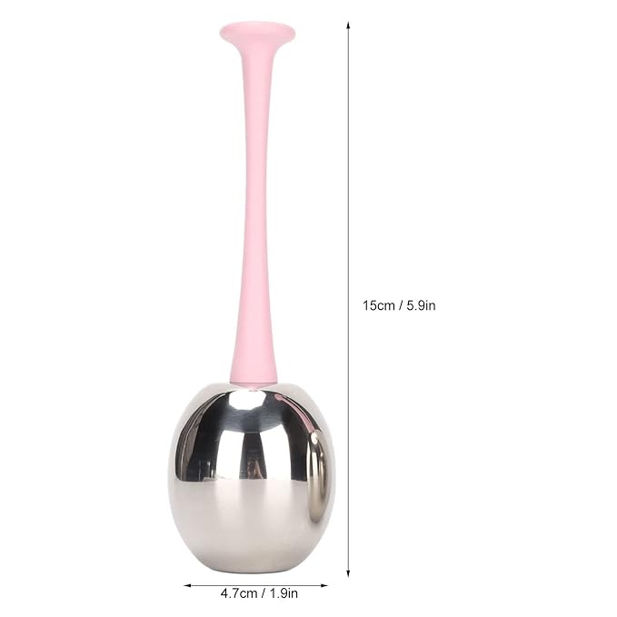 Facial Ice Globes for Face and Eyes, Stainless Steel Ice Roller Facial Massage Tool for Puffiness Dark Circles, Cooling Face Roller Skin Care Beauty Tools (Pink Handle)