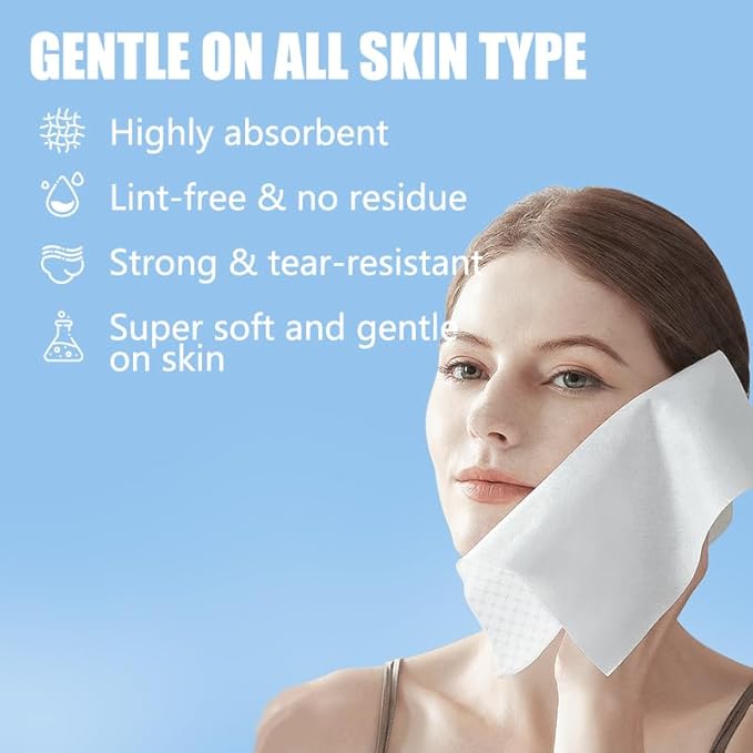 Disposable Face Towels 10"×12" Makeup Remover and Clean Soft and Thick Dry Wipes Facial Tissue XL Towelettes 600 Count