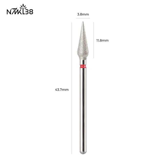NMKL38 3/32" Tapered Diamond Nail Drill Bit Rotary Cuticle Clean Burr Nail Art File for Electric Drill Machine Manicure Pedicure Tool (Fine - 3.9x12.2)