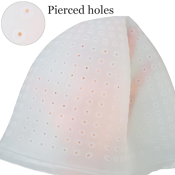 Punched Silicone Highlight Hair Cap with Needle Brushes Set Professional Reusable Highlighting Poked Hole Hooks for Salon Color Hairdressing Dyeing Staining Tools for Women Men