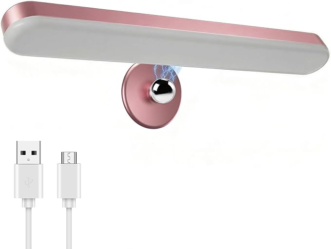 Wireless Vanity Lights for Mirror, Rechargeable Battery Operated Stick on Lamp, Adjustable Makeup Light, Cordless Magnetic LED Bar Renter Friendly Lighting Decor Gift, Pink