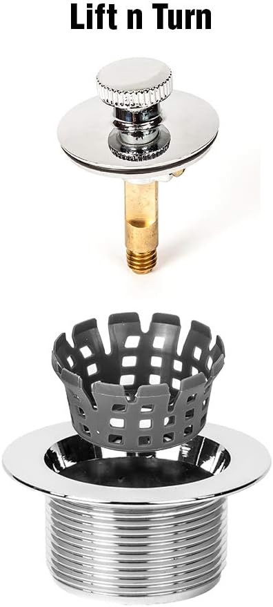 Universal Lift n Turn, (Twist Close) Bath Tub/Bathtub Drain Stopper Includes 3/8" and 5/16" Fittings Antique Brass