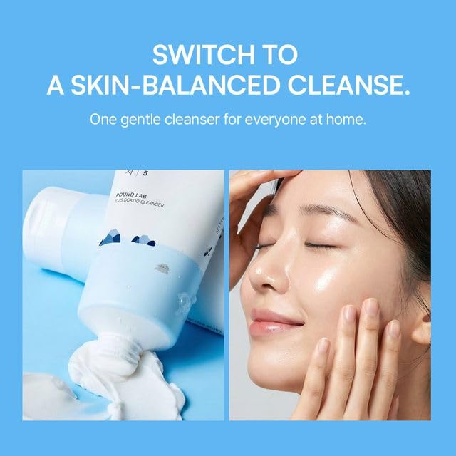 ROUND LAB 1025 Dokdo Cleanser 10.14 Fl Oz, Low pH Facial Cleanser for Sensitive Skin, Rich Soft Bubbles for Deep Cleansing and Makeup Removal, Hydrating Face Wash with Deep Sea Water, Korean Skin Care