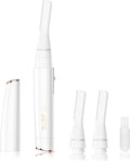 Facial Hair Removal for Women, Painless Eyebrow Trimmer with Pivoting Head, Electric Battery Operated Body Hair Remover with 2 Replaceable Blade for Face Neck Chin Bikini, White